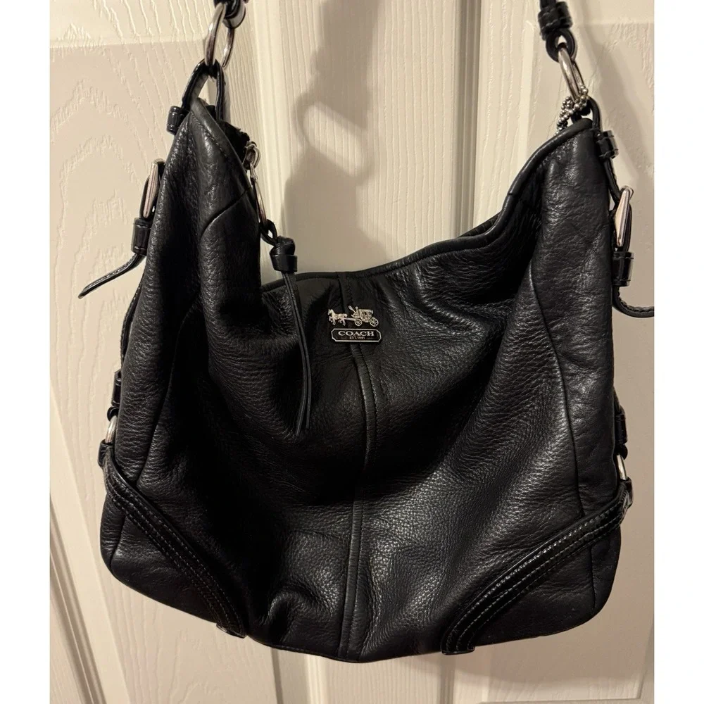 Coach Chelsea Leather Katarina Hobo Bag #18903 Black Pebbled Leather Classic Y2K